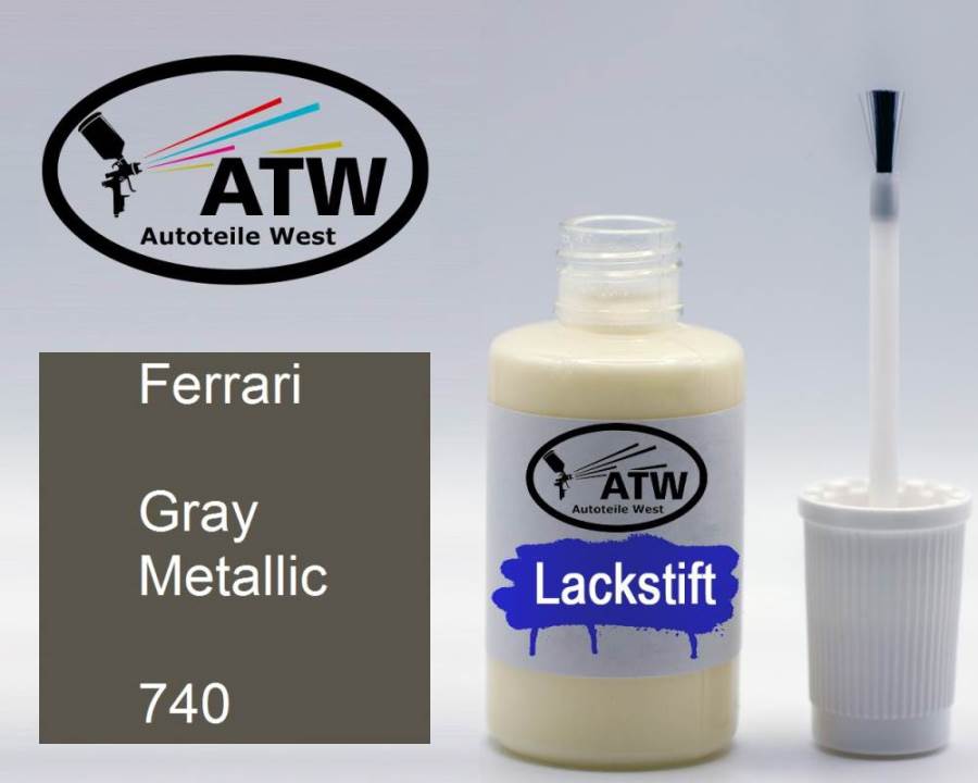 Ferrari, Gray Metallic, 740: 20ml Lackstift, von ATW Autoteile West.